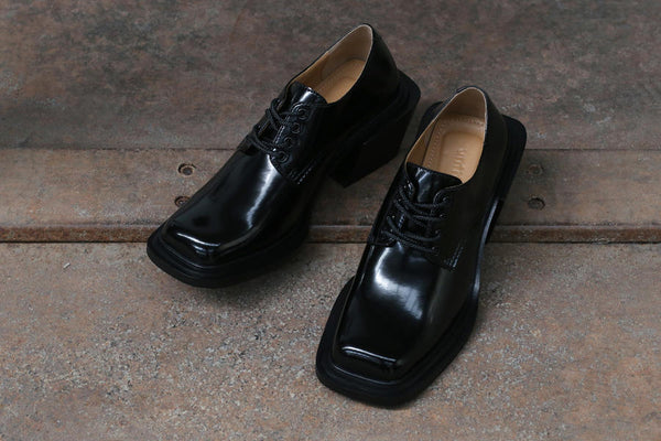 Untitlab black ladder derby shoes SS212101